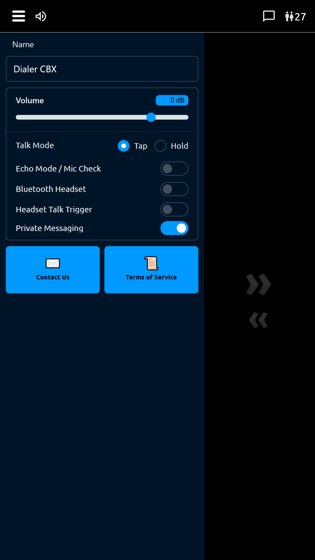 CB Radio X sidebar sound settings