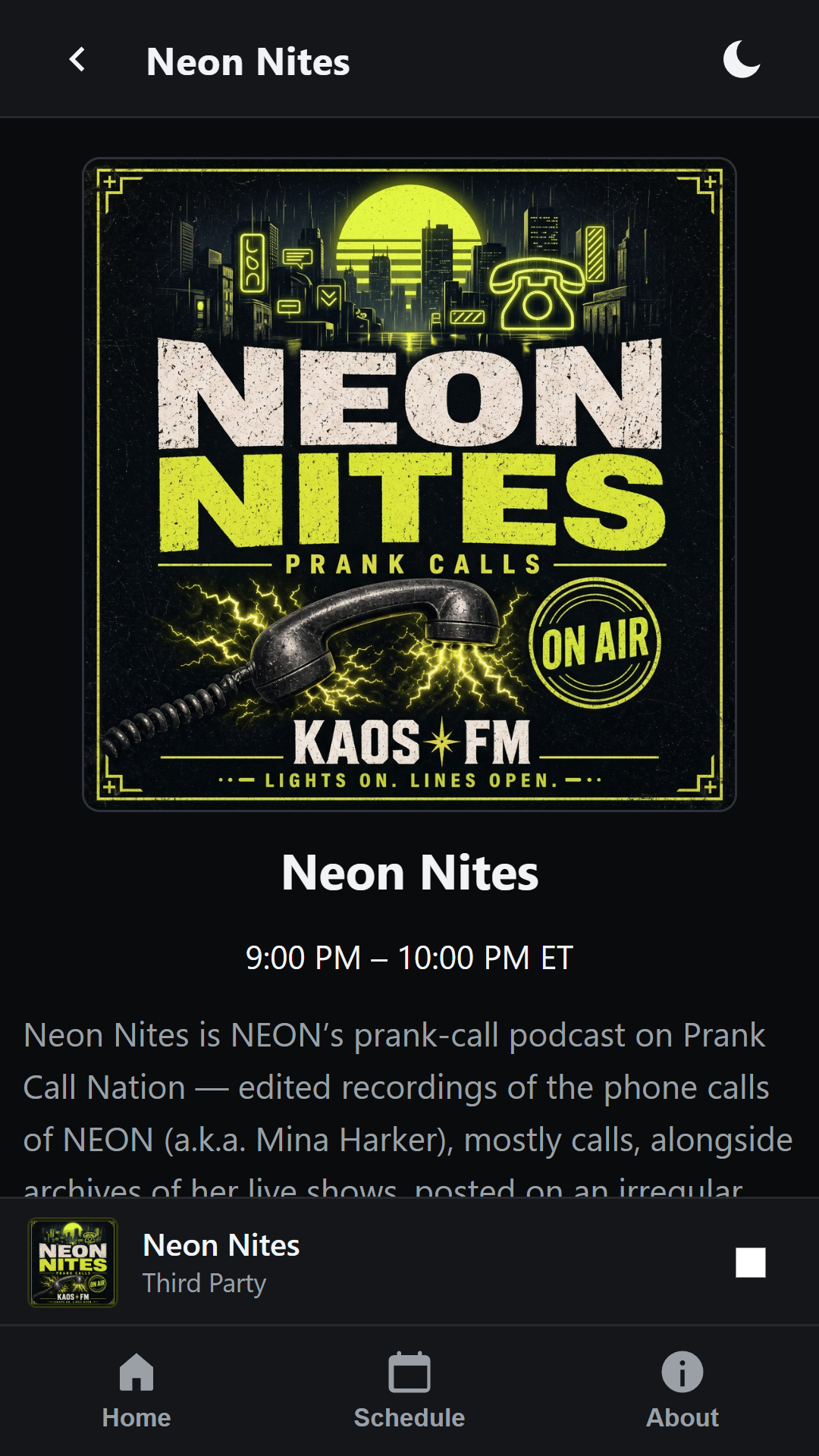 Neon Nites show page