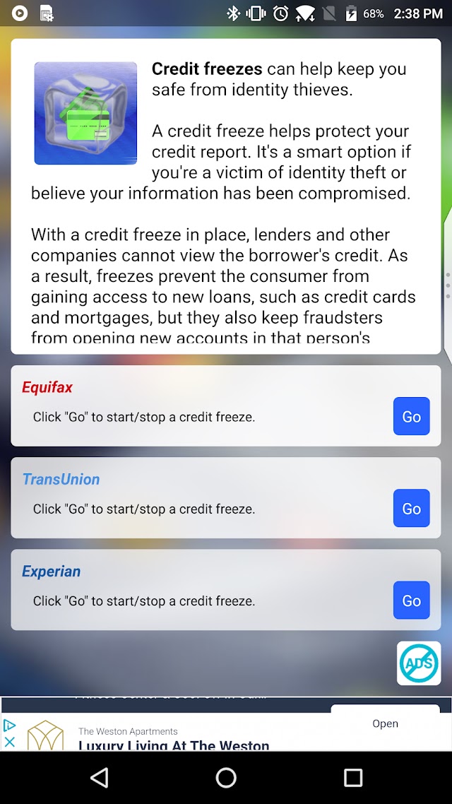 SCF (Simple Credit Freeze) screenshot 1